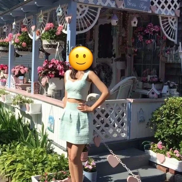 mint green two piece dress Mint Green Set – ALBINA DYLA main image 1